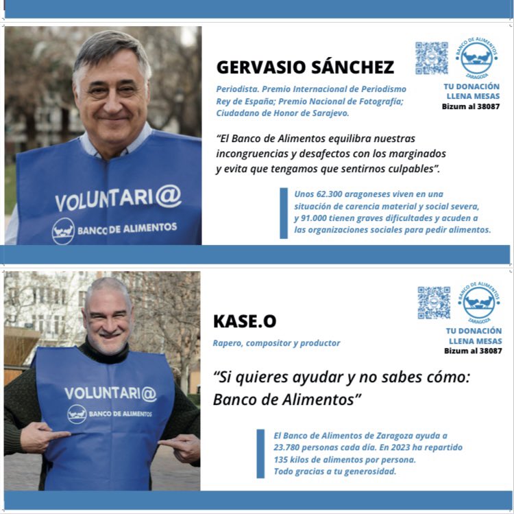 Hoy inauguramos en Zaragoza una campaña de apoyo al #BancoDeAlimentos. El Banco de Alimentos de Zaragoza ayuda a unas 24.000 personas vulnerables con dificultades económicas. En 2023 repartió unos 135 kg por persona (más de 3 toneladas en total). #Zaragoza @b_alimentoszgz