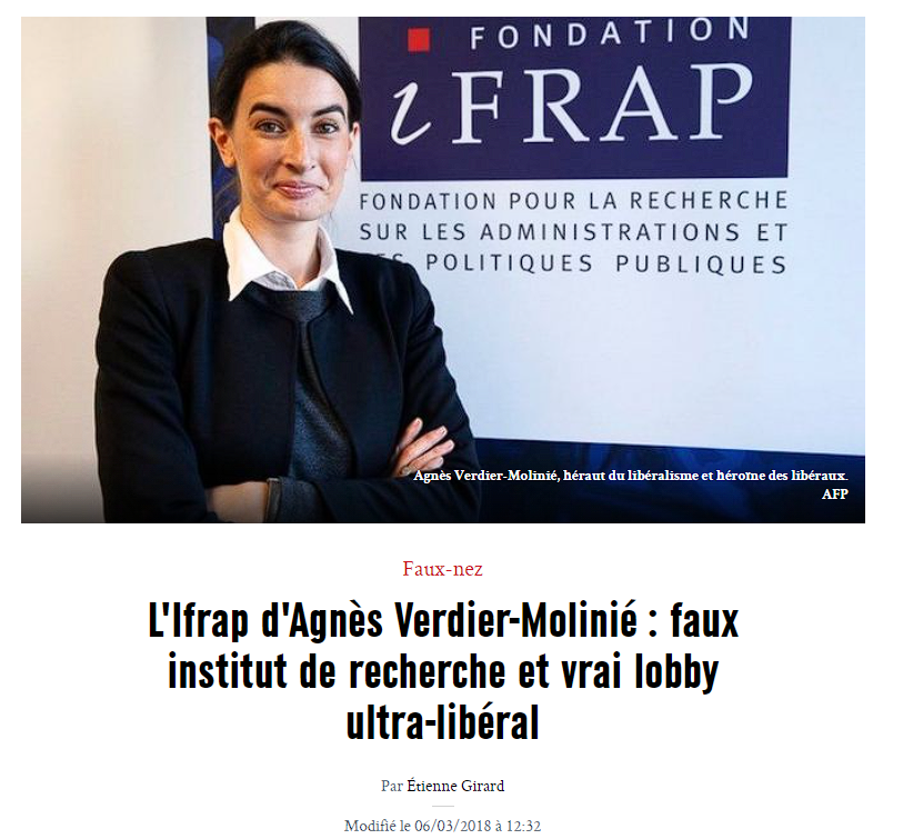@Le_Figaro L'IFRAP est un faux institut de recherche et vrai lobby.
La directrice de l’iFrap vit de dons défiscalisés et donc indirectement de l'impôt de tous les français.

Voilà ce qui creuse aussi notre déficit.