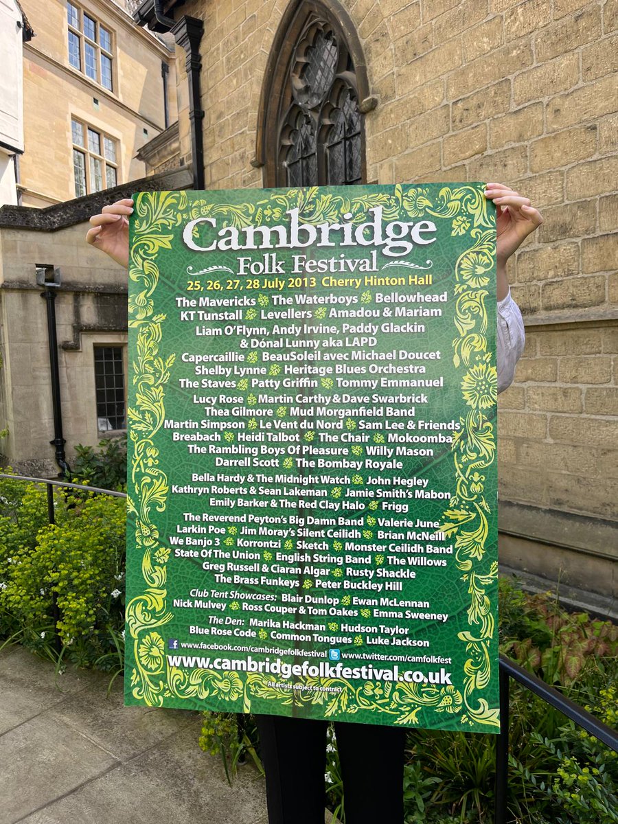 Happy Throwback Thursday, folks! This week, we're diving into the archives with a poster from 2013. Can you spot any familiar names? #ThrowbackThursday #Folk #FolkFestival #Cambridge #Festival #UKFestival #MusicFestival #FolkMusic