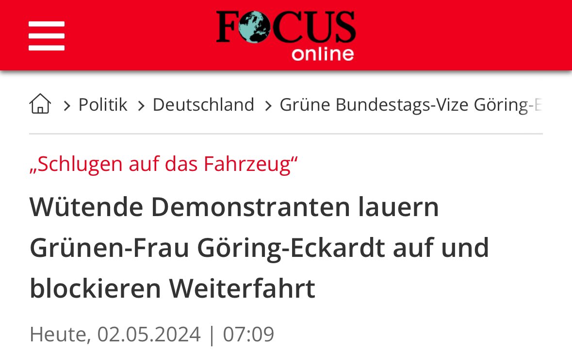 Zeit, dass alle Demokraten sagen: „So geht’s nicht!“

Zeit, dass Klöckner, Kubicki, Ploß und Co. aufhören bei NIUS und Co. gegenüber den Grünen verbal zu entgleisen und zu einem bundesrepublikanischen Diskurs zurück kehren.

Solidarität mit @GoeringEckardt!