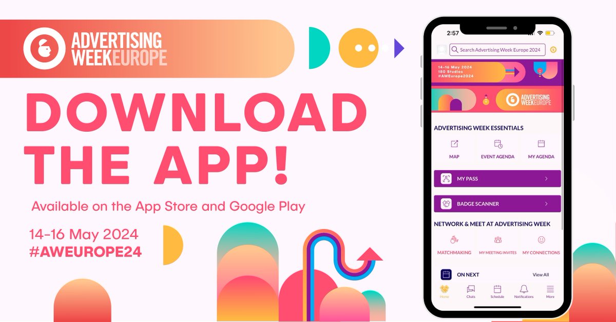 Get the Advertising Week App available on the App Store and Google Play! Download now:
bit.ly/3UFN4BS

📆 Curate your daily agenda.
🤝 Connect with peers and begin networking. 
✨ Discover new speakers and sessions that inspire.
💻 Build your meeting schedule.