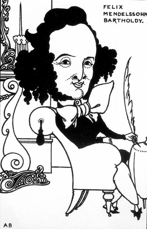 Caricature of Felix Mendelssohn wikiart.org/en/aubrey-bear…