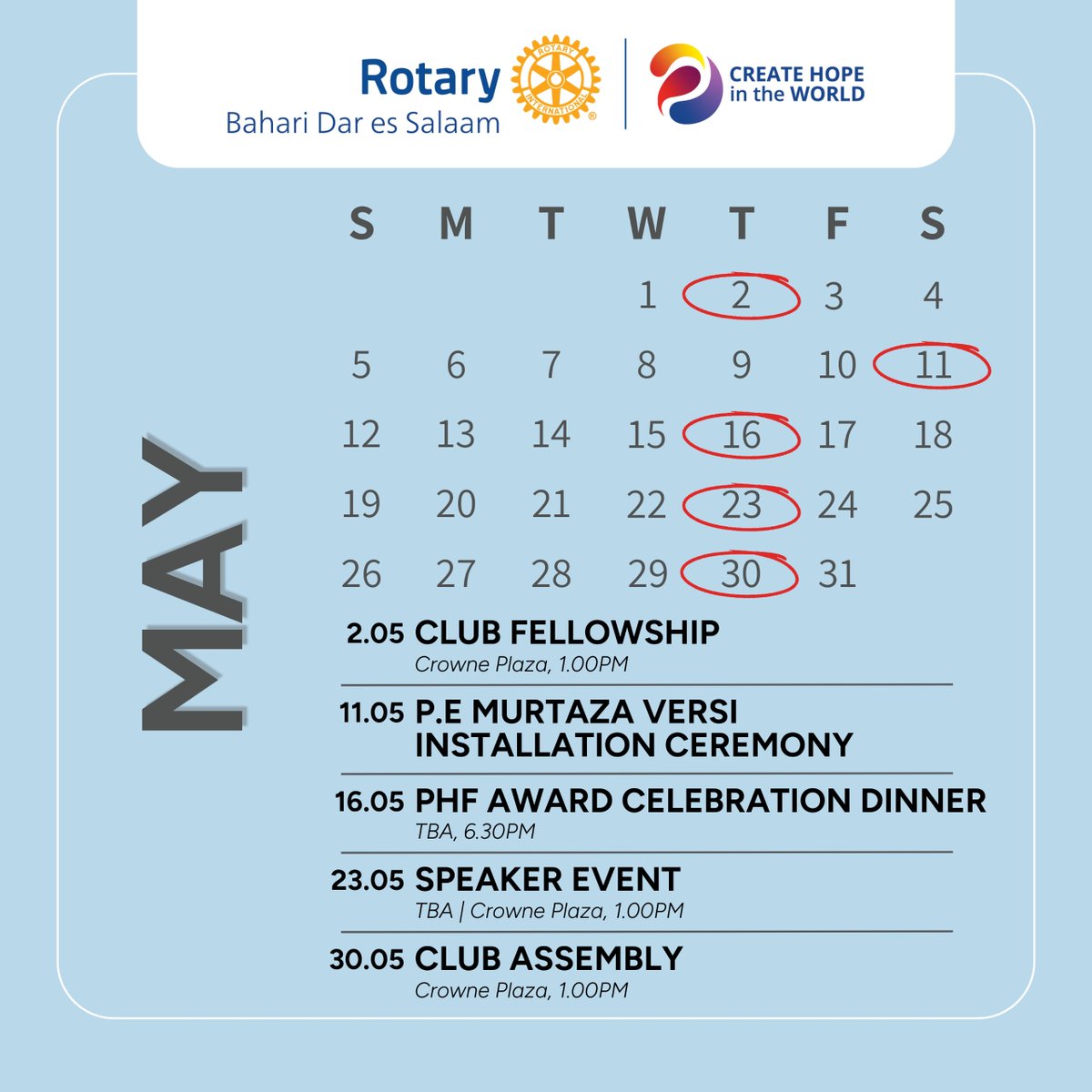 Welcome to May! 
@rotary 

#rotaryclub #rotarybaharidar #rotaryinternational #ServeToChangeLives #createhope