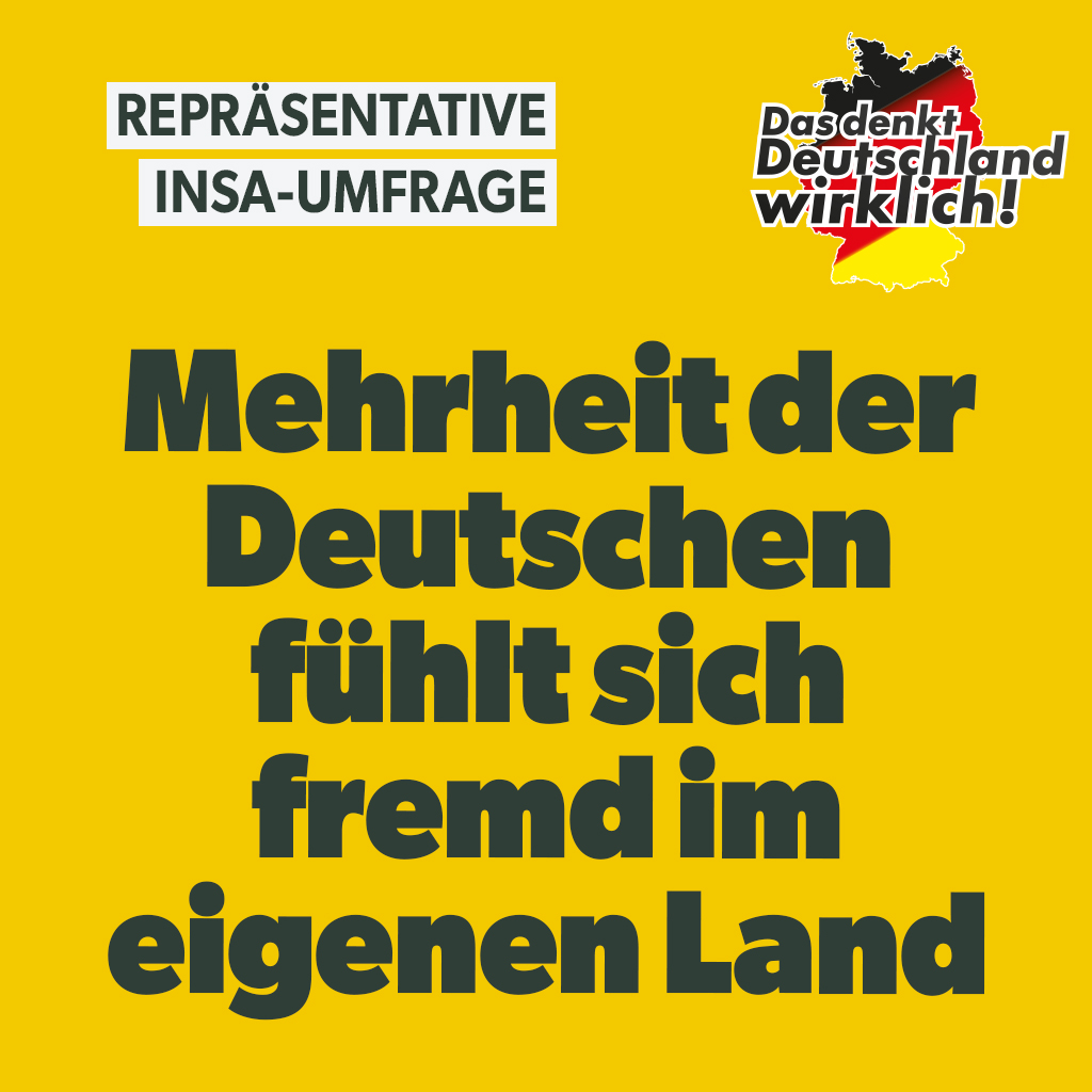 „In bestimmten Gegenden meiner Stadt bzw. meinem Dorf habe ich das Gefühl, nicht mehr in Deutschland zu sein.“
Die absolute Mehrheit der Deutschen (57 Prozent) stimmt dieser Aussage zu, wie eine repräsentative INSA-Umfrage zeigt.
nius.de/gesellschaft/r…