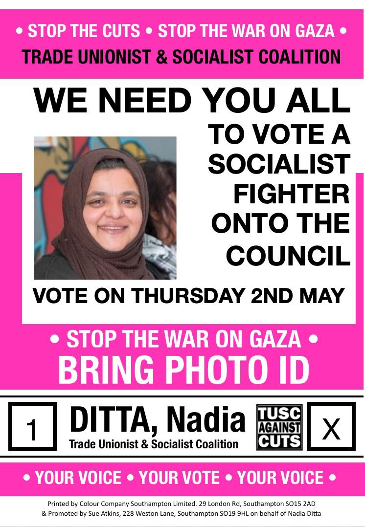 Want to stop council cuts? Want to stop war on Gaza? Put a socialist fighter on the council. Vote Nadia Ditta! Bevois Ward #Southampton Follow @NadiaDitta Trade Unionist and Socialist Coalition! Support @TUSCoalition Join the socialists @Socialist_party ✊