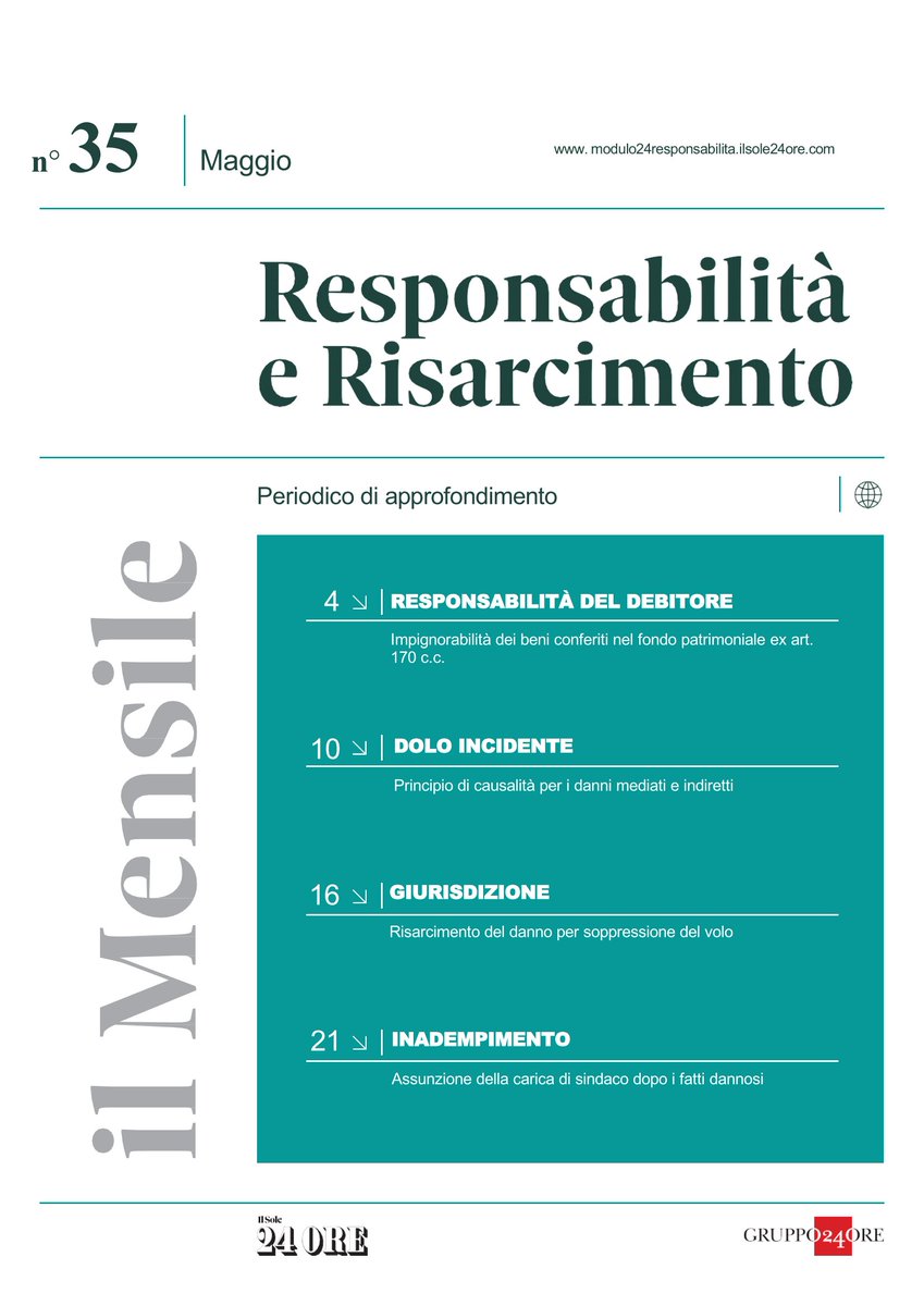 TOP24DIRITTO - Modulo24Responsabilità
IL MENSILE RESPONSABILITA' E RISARCIMENTO Maggio 2024
top24diritto.ilsole24ore.com/private/defaul…
#top24diritto #modulo24responsabilità #sole24ore