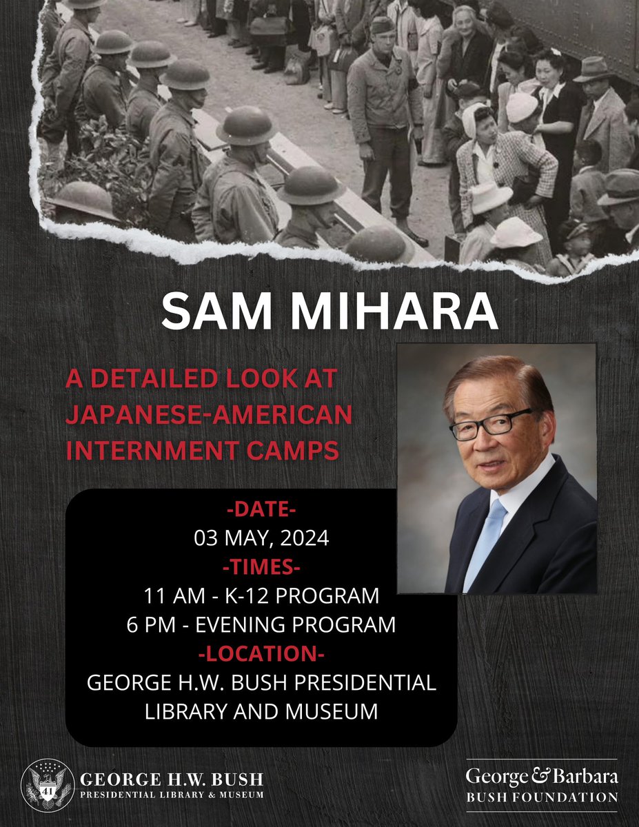 Anyone near the @Bush41Library Friday should check out the talk by @HeartMountainWY Executive Director Aura Sunada Newlin and former incarceree Sam Mihara. They’ll discuss President Bush’s role in Japanese American redress and the new Mineta-Simpson Institute.