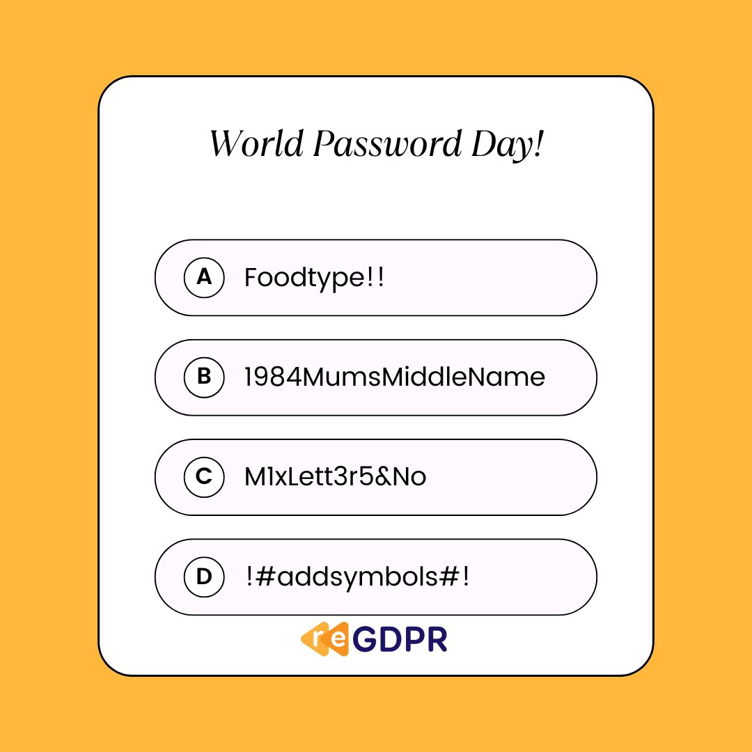 Happy World Password Day - celebrated every year on the first Thursday in May. A timely reminder to change those passwords! #worldpasswordday