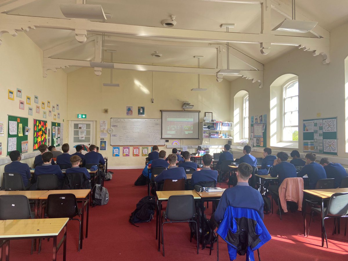 3rd year students taking part in the Blessed Edmund Rice Feast Day zoom meeting, which was held with other ERST schools around the country this morning. #ERST #positivityprideperformance