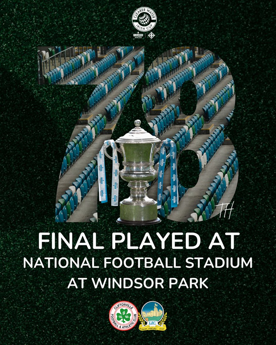 🏆 Saturday 4 May will see our first @ClearerWater Irish Cup Final and the 78th time the final will have been played at the National Football Stadium at Windsor Park (including replays) 🏟️ Of the previous 77 matches played there have been a total of 181 goals scored ⚽️ #IrishCup