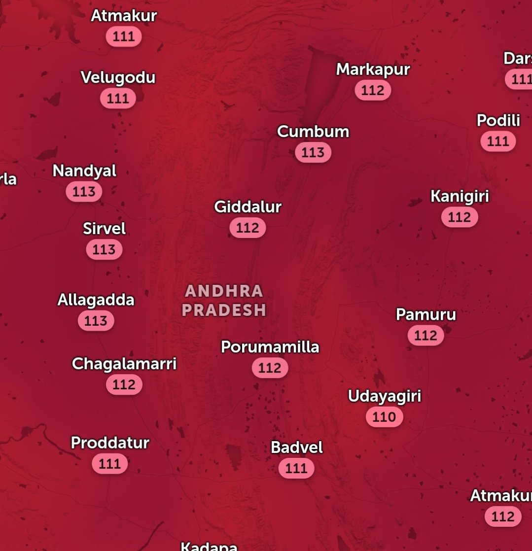 Heat wave 113°F 2.01pm now  #Andhrapradesh highest 105°F to #Cumbum 113°F #HeatWave #HeatWaveWarning #WeatherUpdate