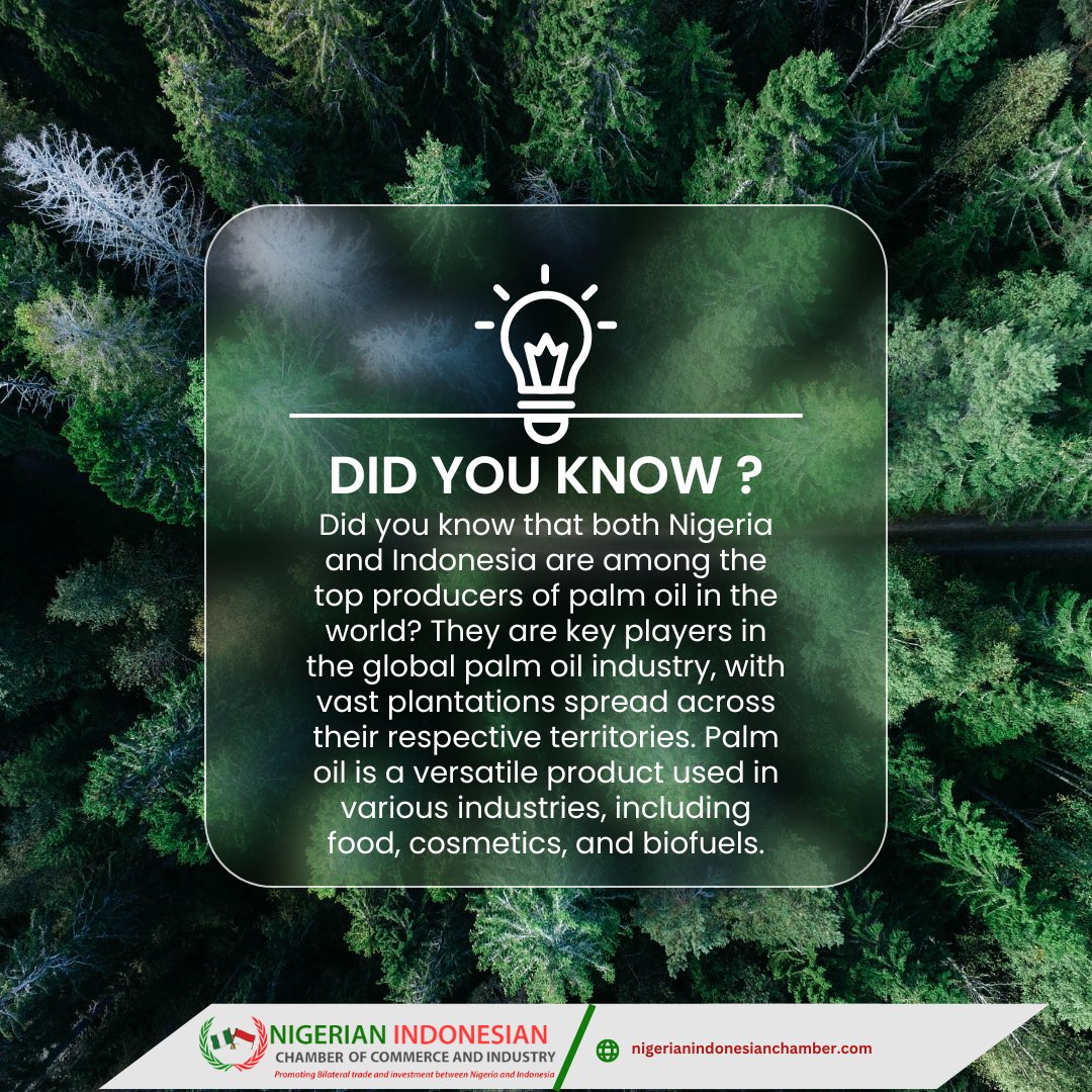 Did you Know?
#EconomicCooperationrporation #biofuel #producers #indonesia #nigeria #bilateraltrade #LandMark  #explore#chamberofcommerceandindustry #Nicci #niitf #thursdaythoughts