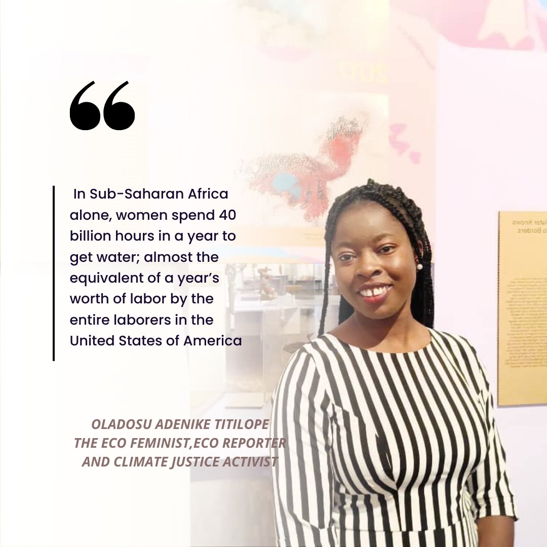 @the_ecofeminist message to the world ' In Sub-Saharan Africa alone ,women spend 40 million hours in a year to get water . Read more 👇 womenandcrisis.com