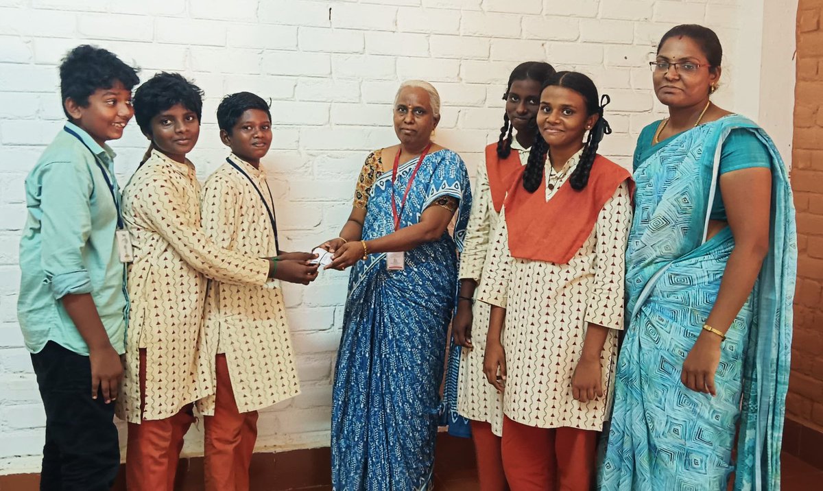 Saving to Donate Class 7 students of Isha Vidhya Tuticorin regularly contributed from their lean pocket money to their class' piggy bank and donated Rs.250/- at the end of the year to the school's principal. This new initiative taught students to save and spend money thriftily.