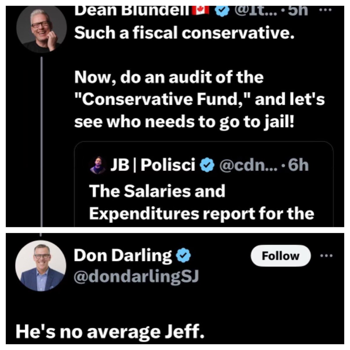 @dondarlingSJ @PierrePoilievre Yes, Don, running an entire Official Opposition Party costs money & the Leader lives in the same house ALL Opposition Leaders have lived in for almost 75 years. You & your buddy, Alex Jones of The North, ( Dean Blundell ) need to calm down.