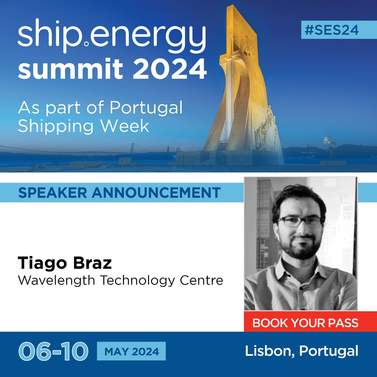 Tiago Braz, CEO of the Wavelength Technology Center will be speaking at the ship.energy summit taking place during Portugal Shipping Week in Lisbon 6-10 May 2024. Programme ➔ lnkd.in/eUJHX36d Register ➔ lnkd.in/ezfMeS_Z #SES24 #PSW24 #Portugal