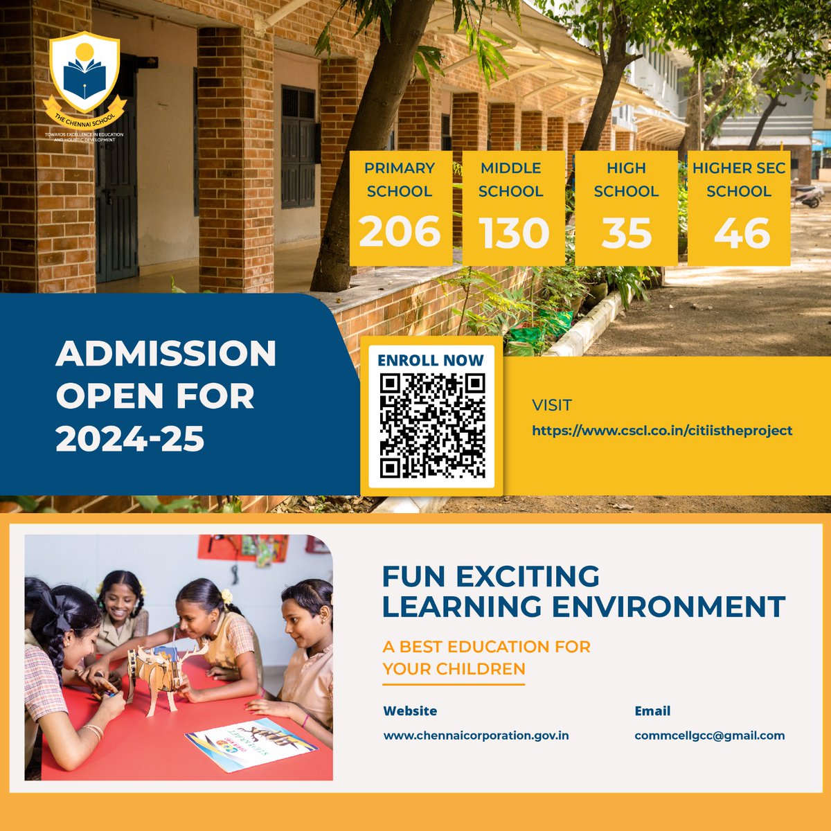 Hey #Chennai,

Enroll Now at #TheChennaiSchool! Explore a world of learning in the four levels of education in #TheChennaiSchool: Chennai Primary, Middle, and High School. Shape a bright future for your child!

#ChennaiCorporation
#HeretoServe