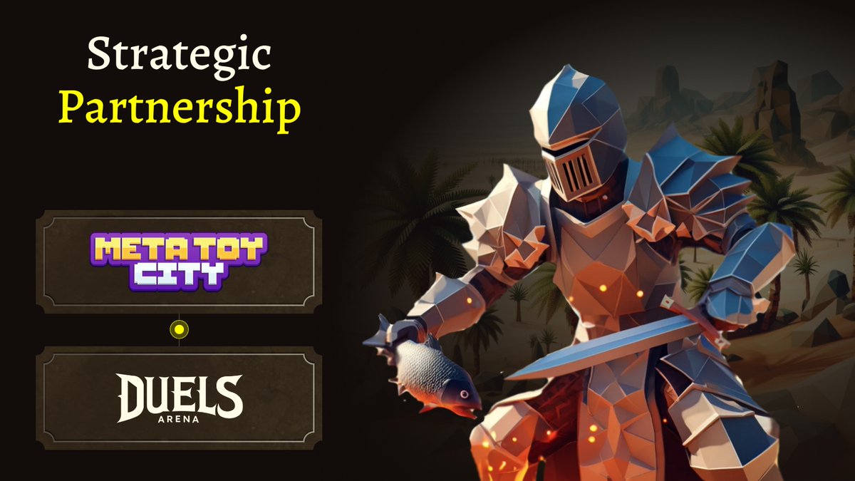 ⚔️ Strategic Partnership ⚔️ We're thrilled to announce our partnership with @MetaToyCity 🤜🤛 Through this collaboration we aim to introduce inventive gaming experiences to our communities. #MetaToyCity is F2P2E, mobile MMORPG Duels Arena is a nostalgic #OSRS inspired #MMORPG