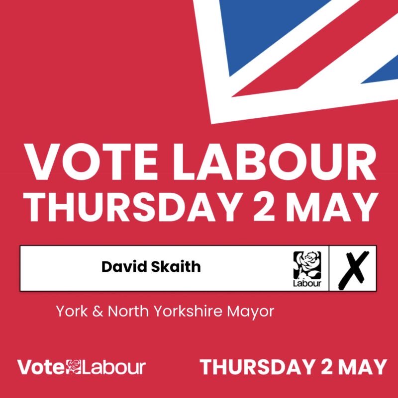 Time for #change in #NorthYorkshire & #York today by voting for the fantastic @DSkaith to become the first mayor here 💪🌹 Proud to see #skipton as a focus for his campaigning thanks to the hard work myself and @SkiptonRiponCLP have done in the area to raise @UKLabour profile.