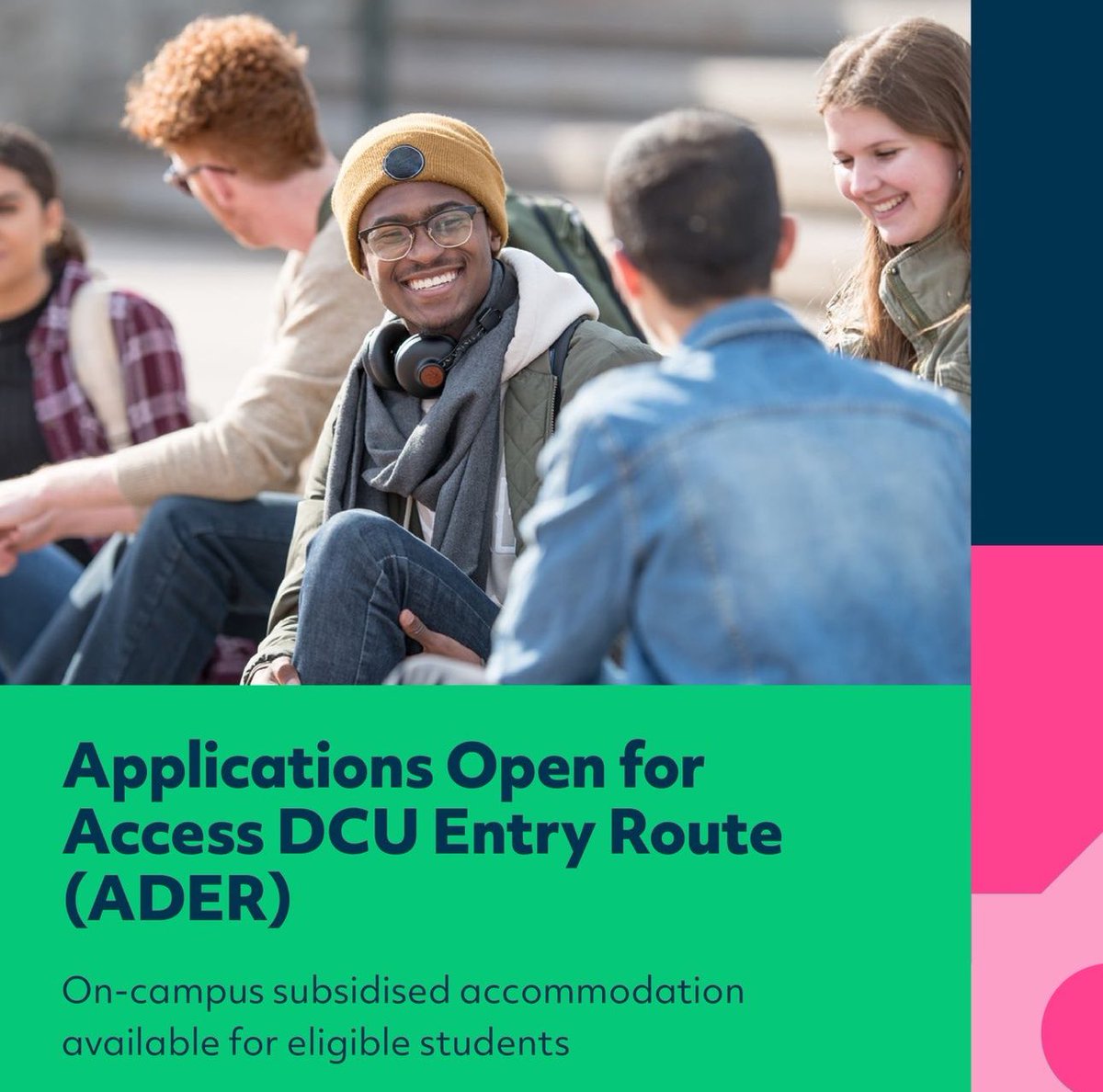 The deadline to apply for the Access DCU Entry Route (ADER) is May 10th with supporting documents due May 31st. The eligibility criteria are the same as HEAR, if you've applied to HEAR, you're already covered (unless you need subsidised accommodation). The link is in our bio!