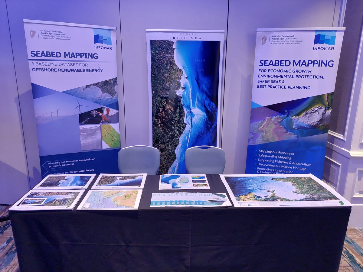INFOMAR are at the @WindEnergyIRL Offshore Wind Conference 2024 in Dublin! Our stand and staff are here to share information on Ireland's national #seabedmapping project and engage with key members of the Irish wind industry. @MarineInst @MarineInst @MarineInst