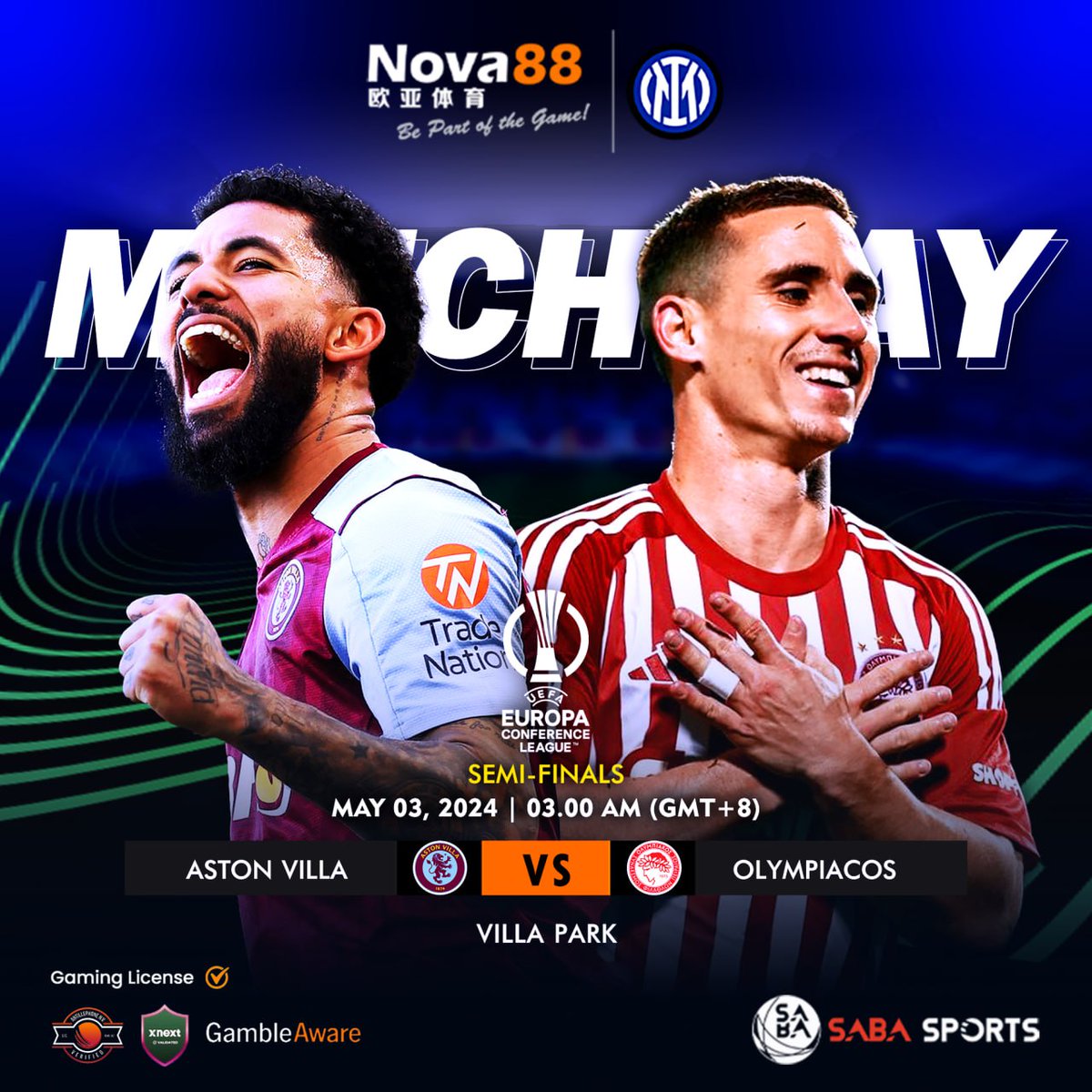 ⚔️🔥 The #EuropaConferenceLeague semis kicks off!

Get ready for a thrilling clash between Aston Villa and Olympiacos as they battle for a first-leg lead in their series! 🎉

Who will take the first leg? 💯

#Nova88 #BePartOfTheGame