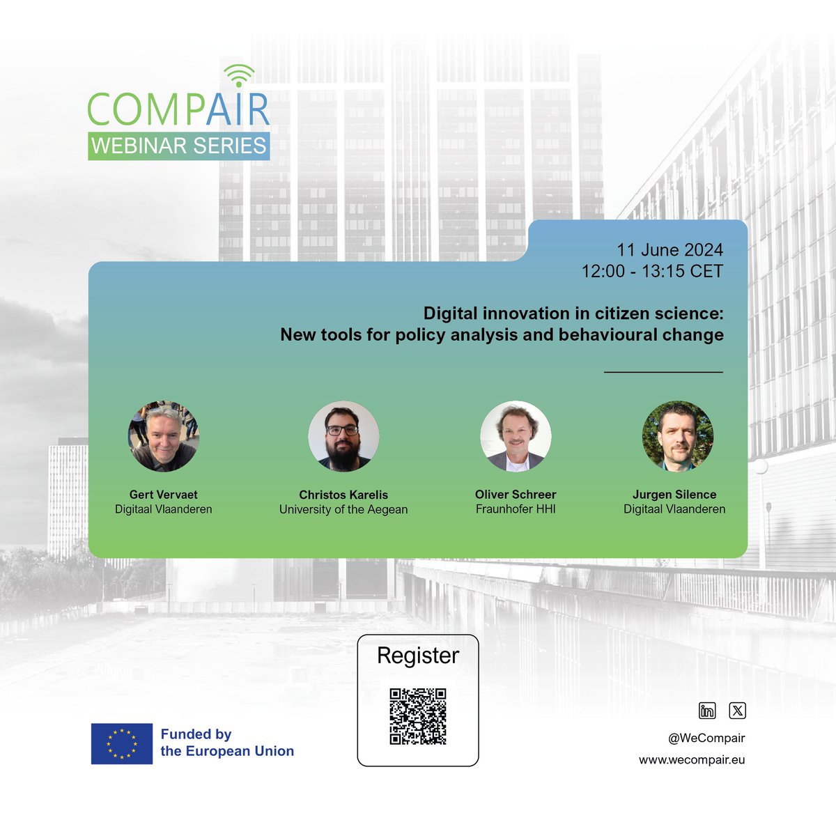 Webinar will present 4 apps developed by COMPAIR to help people better understand #citizenscience data & make informed decisions based on facts, whether you are a policy planner or local resident interested in green lifestyles. 🗓️ 11 June 🕛 12:00 CET us02web.zoom.us/meeting/regist…