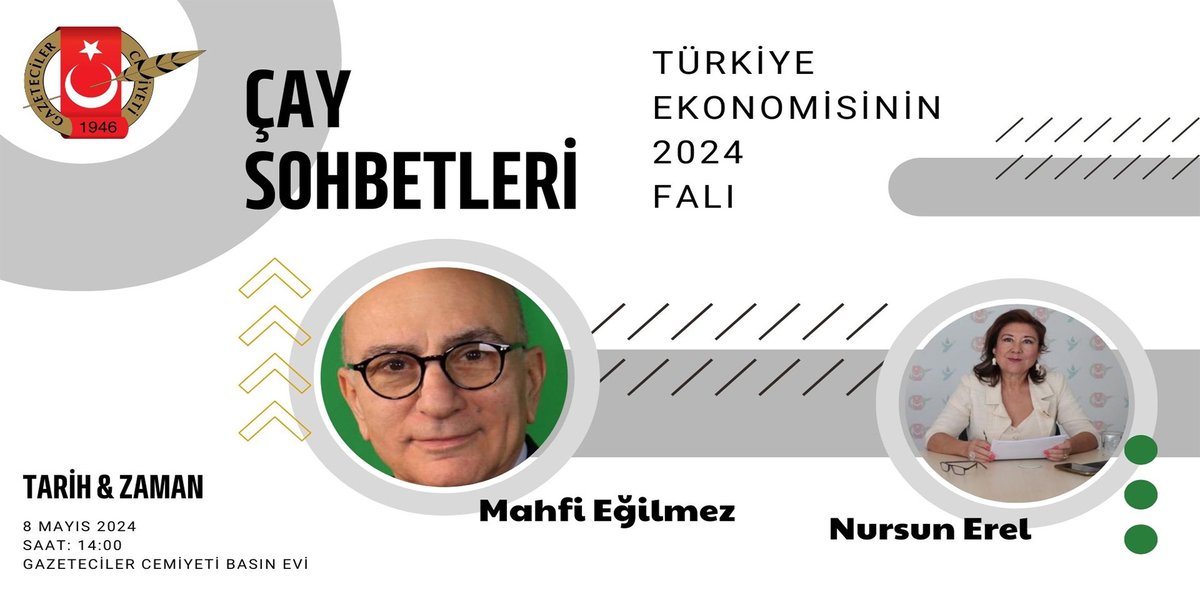 Çay Sohbetleri devam ediyor... Gazeteci Nursun Erel’in moderasyonunu üstlendiği sohbette, iktisat uzmanı, yazar Dr. Mahfi Eğilmez Türkiye ekonomisinin içinde bulunduğu durumu masaya yatıracak. Bekliyoruz. Fiziki Katılım için: forms.gle/YQfHencVnYR92w… Zoom Katılımı için:…