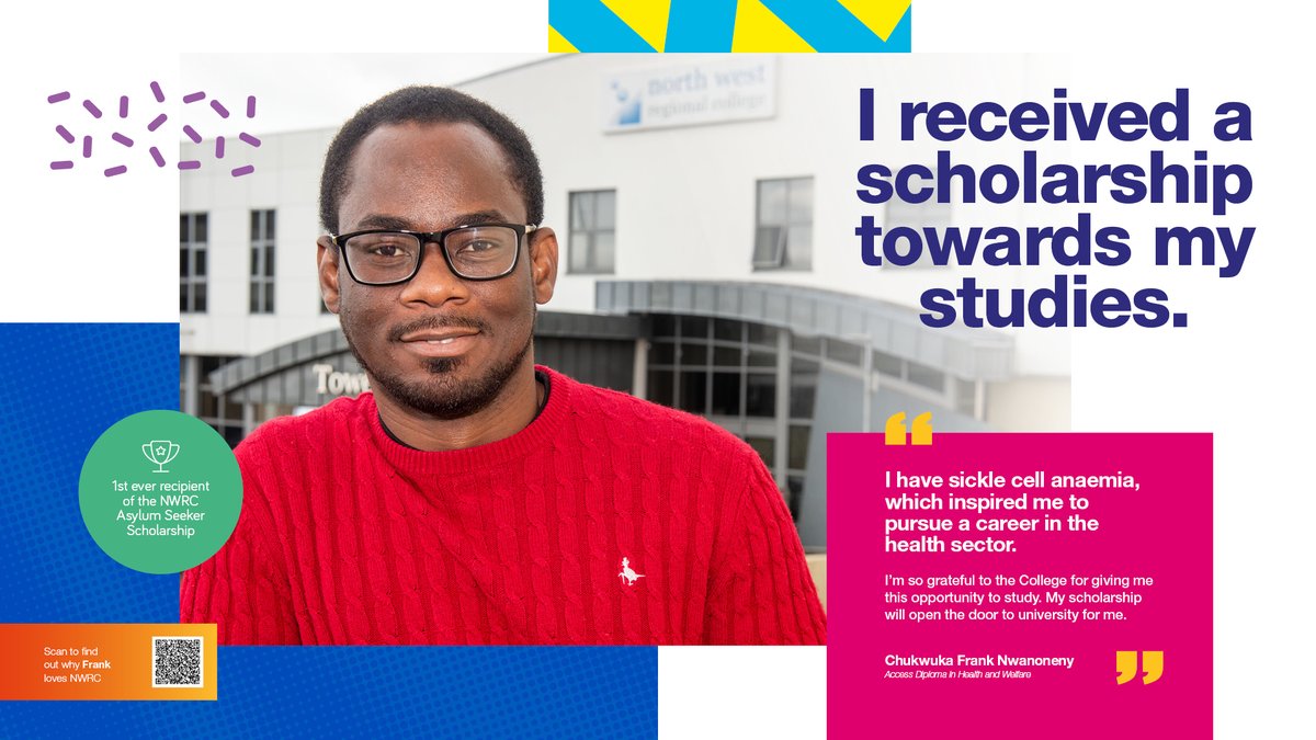 Meet Chukwuka Frank Nwanonenyi who is studying the Access Adult Learning Diploma in Health and Welfare at Strand Road campus. Frank was the first ever recipient of the NWRC Asylum Seeker Scholarship. Apply for our access adult education courses at nwrc.ac.uk/apply