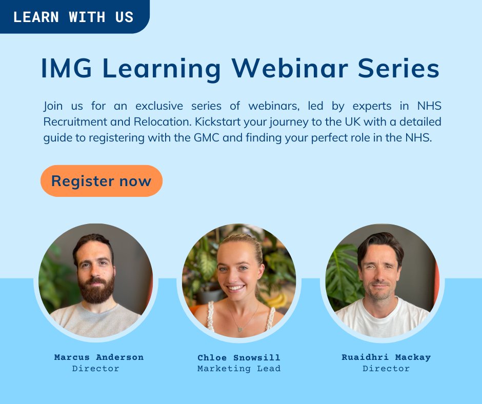 Hi @followers Back by popular demand... our IMG Leaning webinar series is starting today at 2 pm, don't miss it! This session will be focusing on the GMC registration application process!💙 Register below to attend! zurl.co/FNFn