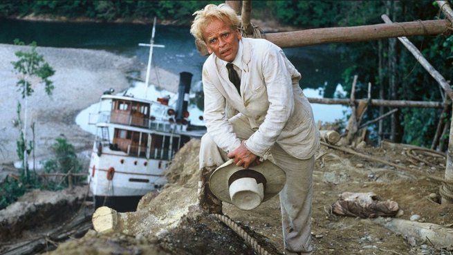 May 2 1982 was the premiere of Fitzcarraldo.
Werner Herzog's epic adventure is one of his best films, with Klaus Kinski in fine form as the rubber baron psychotically determined to transport his steamship over a steel hill. A gripping film, with another great score by Popol Vuh.