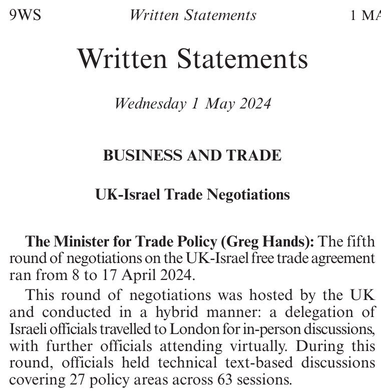🚨Did you know? Rather than imposing sanctions to stop the genocide in Gaza, the UK government is currently negotiating a free trade agreement with Israel. #DCUKParliament