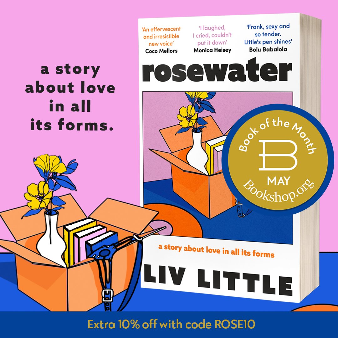 We are delighted to share the news that Liv Little's debut novel, Rosewater, is @bookshop_org_UK's May Book Of The Month 🌹 Get your copy with an extra 10% off: uk.bookshop.org/p/books/rosewa… #Rosewater