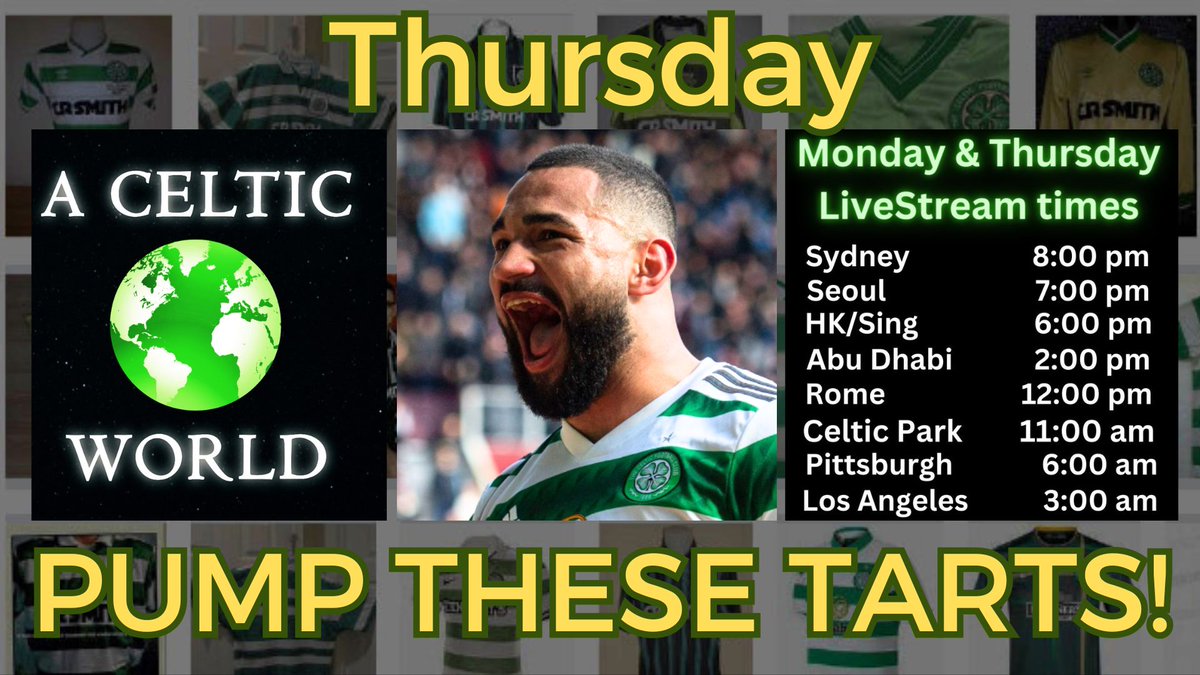 Come on Celtic! 1 good shift against the Jambos needed! ⚡Atmosphere gonna be electric! ⚡

- 11am Glesca time today 
- YT livestream 
- Link in Pinned Post

🍀A Celtic World - Come Join In The Chat🍀

#celtic #celticfc #celticglasgow #celhea