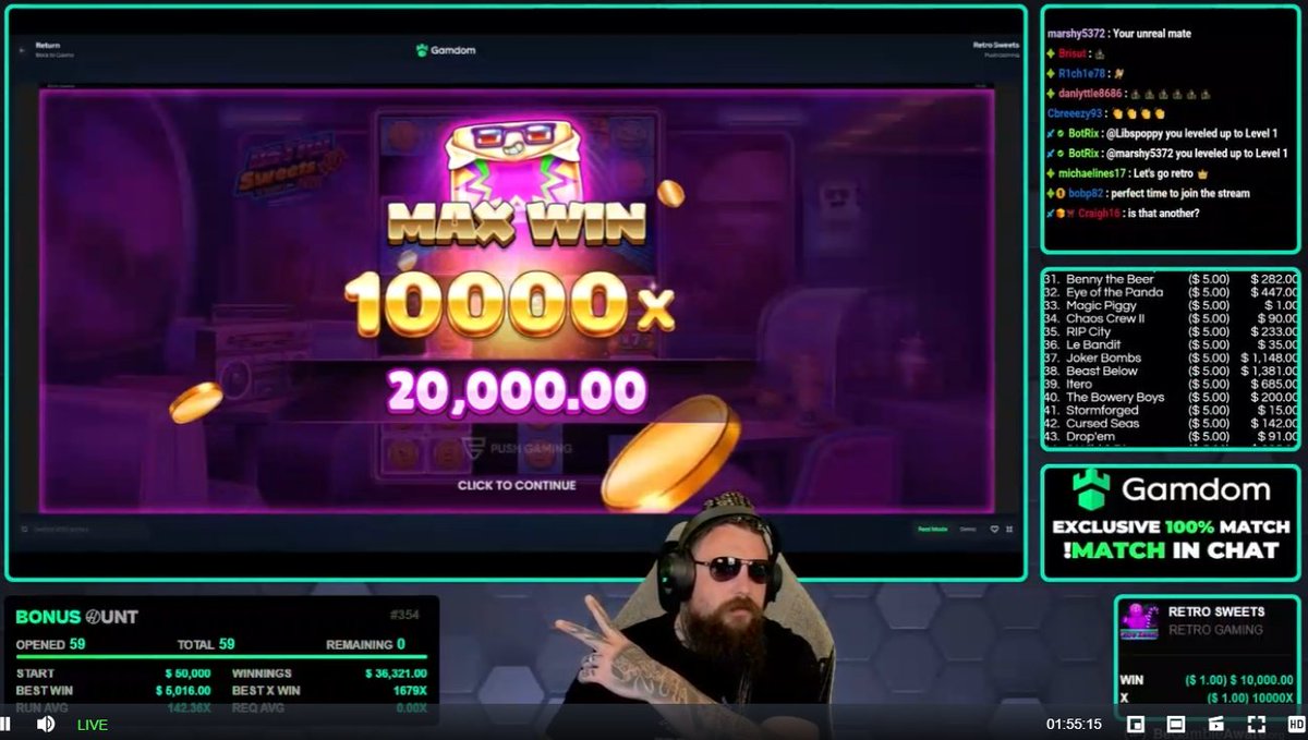 🤑RETRO SWEETS MAX #2!!!!🤑

@push_gaming WHAT IS HAPPENING?!?!

kick.com/doddytheviking…

#gamdom #maxwin #pushgaming #retrosweets #casinostreamer #kickstreamer