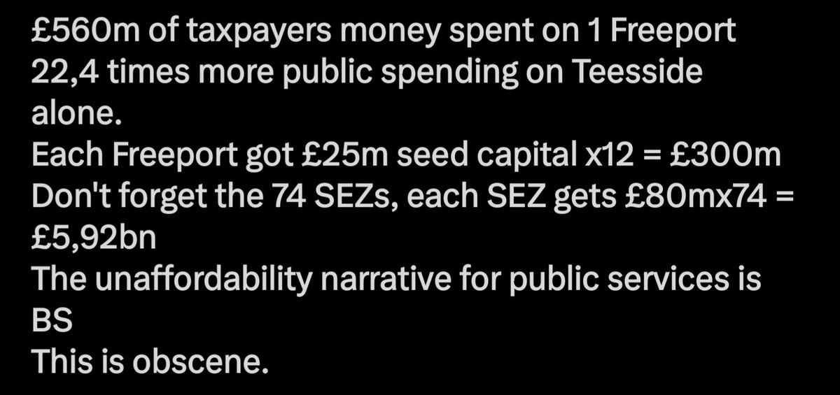 @LeeHolmes1972 Freeports/CharterCities are a ToryKip plan to transfer public funds into the pockets of Morbidly wealthy Family/Friends/Donors 
#CorporateDictatorship 
#DarkMoneyOligarchy 
#PoshBoysOligarchy 
#PrivateEquityVampires 
#SovereigntyMyArse