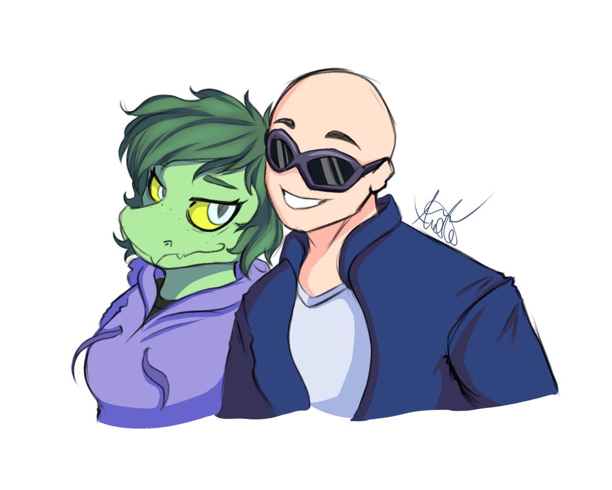 I already cried twice with this beautiful game and I still haven't finished it, so I had to draw Inco and Olivia, I adore them!!! 💚💙 #IWaniHugThatGator #IWaniHugThatGatorArt #HugThatGator