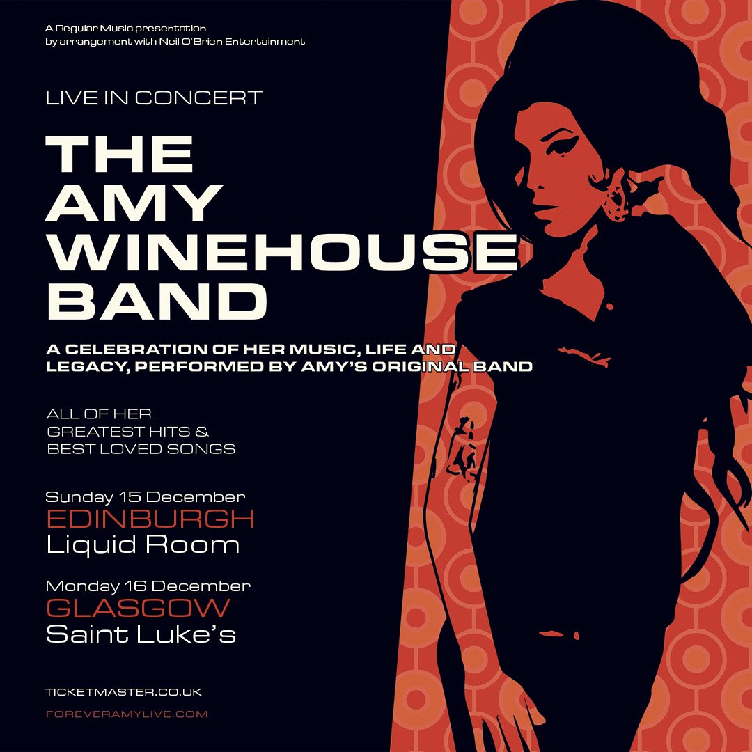 Amy Winehouse's original band led by her long term musical director Dale Davis and fronted by vocalist Bronte Shandé will play Saint Luke's Glasgow on Monday 16th December! 𝗙𝗶𝗻𝗱 𝗼𝘂𝘁 𝗺𝗼𝗿𝗲: tinyurl.com/2pjmau8z