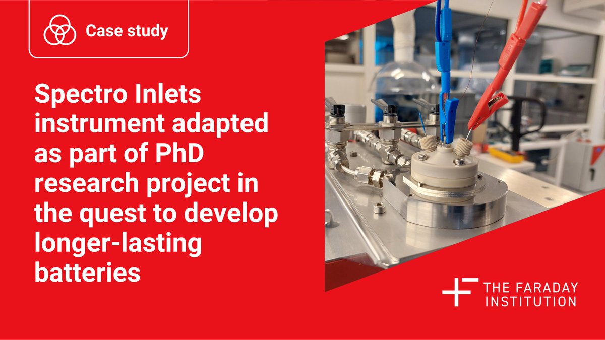 Faraday Institution (@faradayinst) on Twitter photo New case study: <a href="/SpectroInlets/">Spectro Inlets</a> @ImperialCollege @DaisyKiwi <a href="/IfanStephens/">Ifan Stephens</a> <a href="/FiDegradation/">FI-Degradation</a> have adapted a commercial instrument that allows sensitive analysis of trace gases evolved from Li-ion batteries - to aid understanding of battery degradation. 🔋⚡
➡️lnkd.in/gvk2Q5zK New case study: <a href="/SpectroInlets/">Spectro Inlets</a> @ImperialCollege @DaisyKiwi <a href="/IfanStephens/">Ifan Stephens</a> <a href="/FiDegradation/">FI-Degradation</a> have adapted a commercial instrument that allows sensitive analysis of trace gases evolved from Li-ion batteries - to aid understanding of battery degradation. 🔋⚡
➡️lnkd.in/gvk2Q5zK