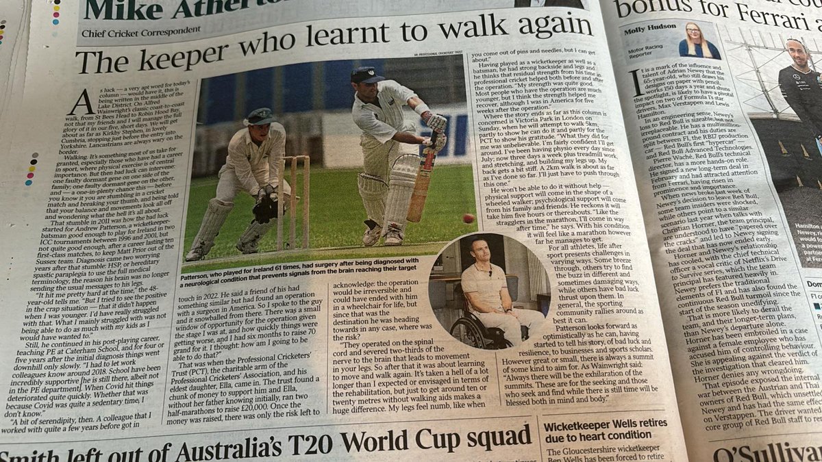 Great to see things on the up for ex-@IrishCricketers Andy Patterson. Piece by @Athersmike in today's @thetimes (London)