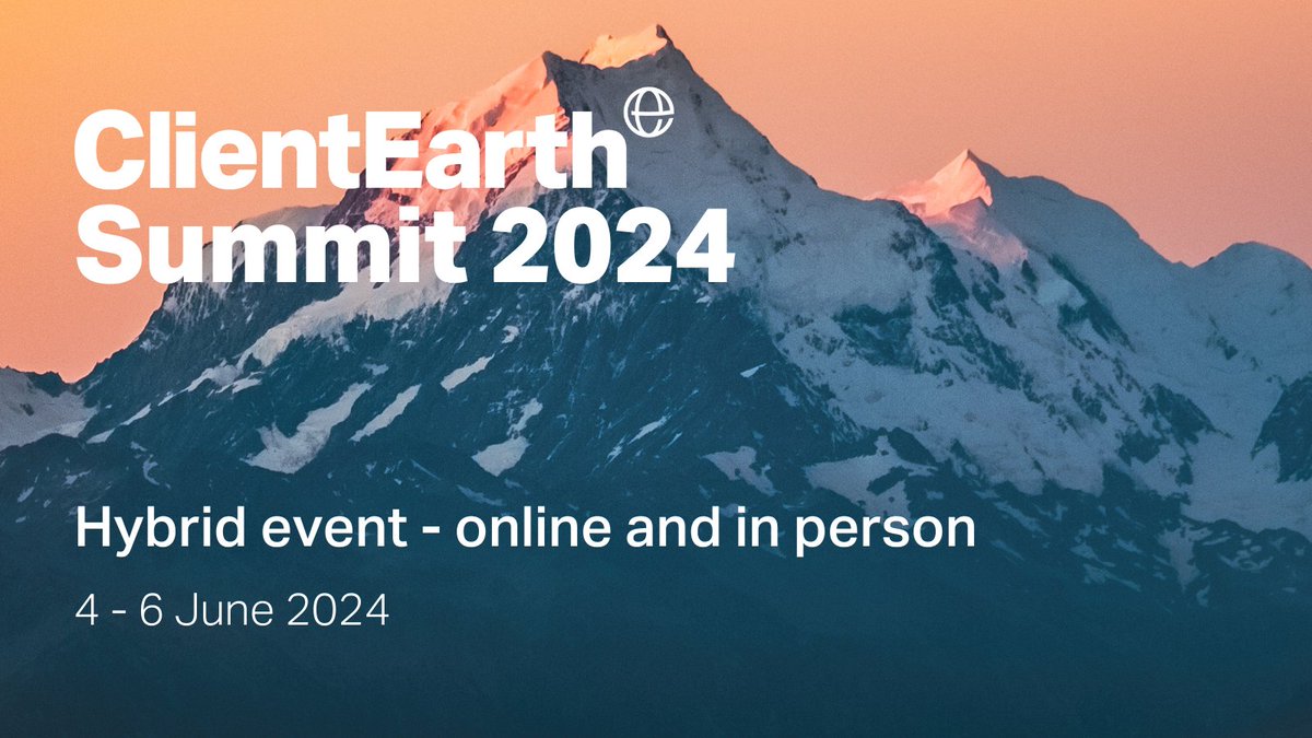 📣ClientEarth Summit 2024 open for registrations!📣 From 4-6 June, join us in a series of thought-provoking sessions, with experts from all over the world, discussing a range of topics from greenwashing to disinformation. Register here👉events.zoom.us/ev/AjrNK6CEwFQ…