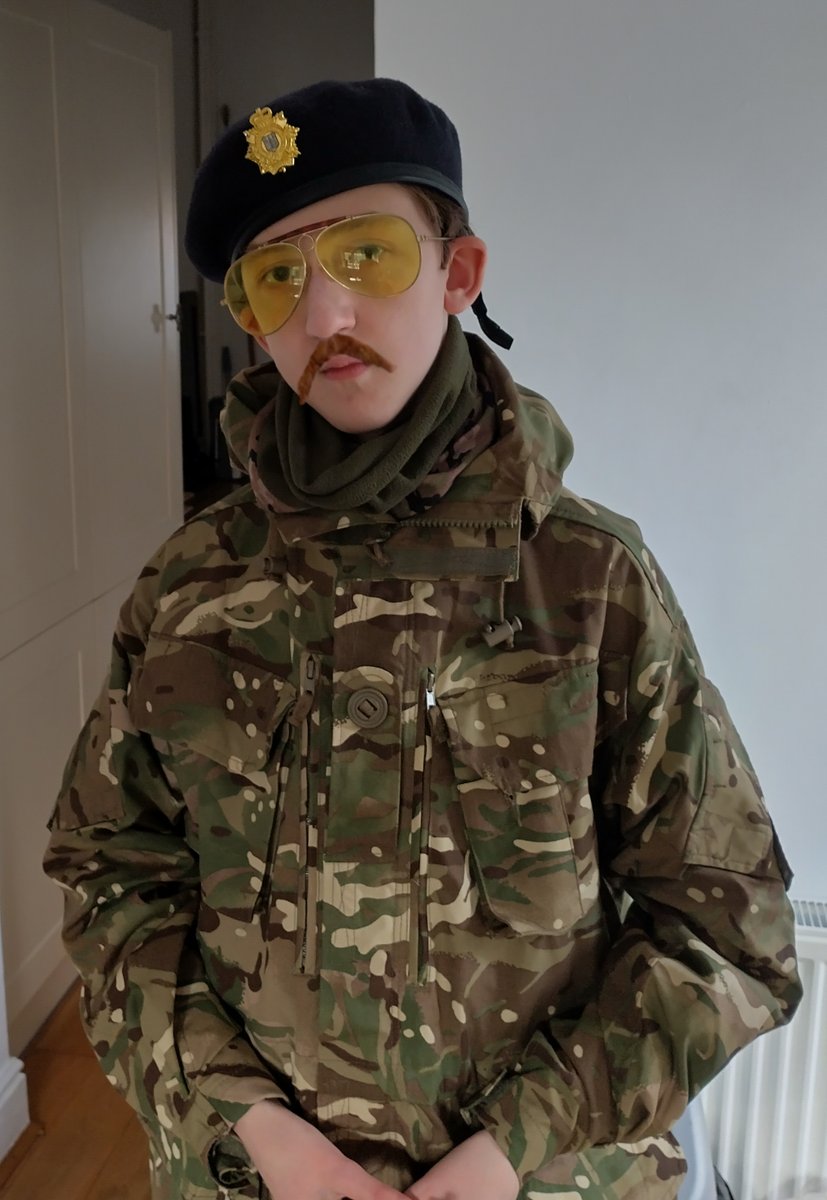 'I'm Andy McNab, I'm Andy McNab, I'm Andy Mc Nab, I'm Andie MacDowell ummmmm...' My son's Cadets uniform gives him a certain... look. Yes, I Photoshoped the tache. #Spaced @Channel4 @NickFrost8262 @simonpegg @edgarwright