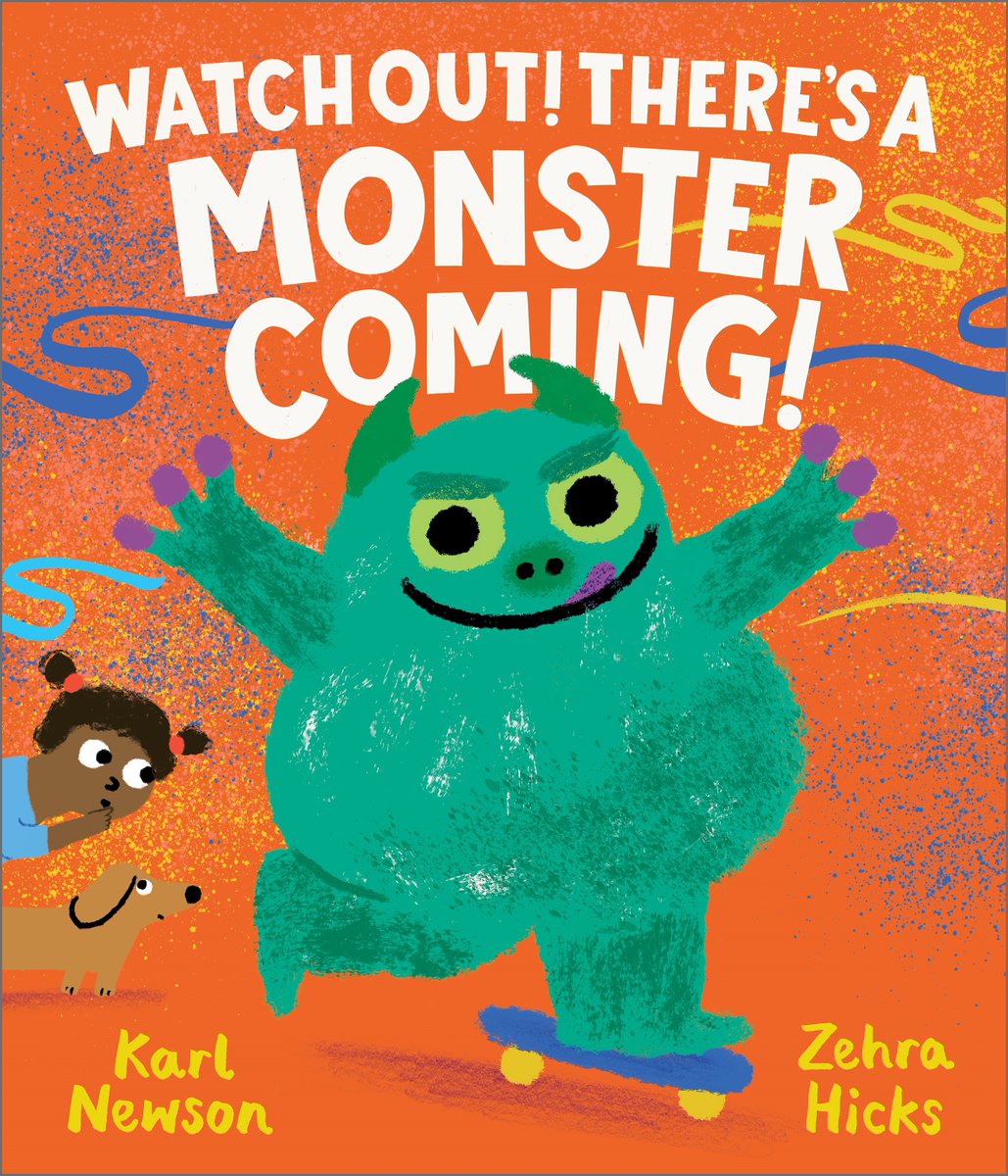 'Bright and bold, this brilliantly boisterous rhyming picture book is a read-aloud triumph' @lovereadingkids WATCH OUT! THERE'S A MONSTER COMING! by @Karlwheel & @zehrahicks is out today in paperback! 🍰