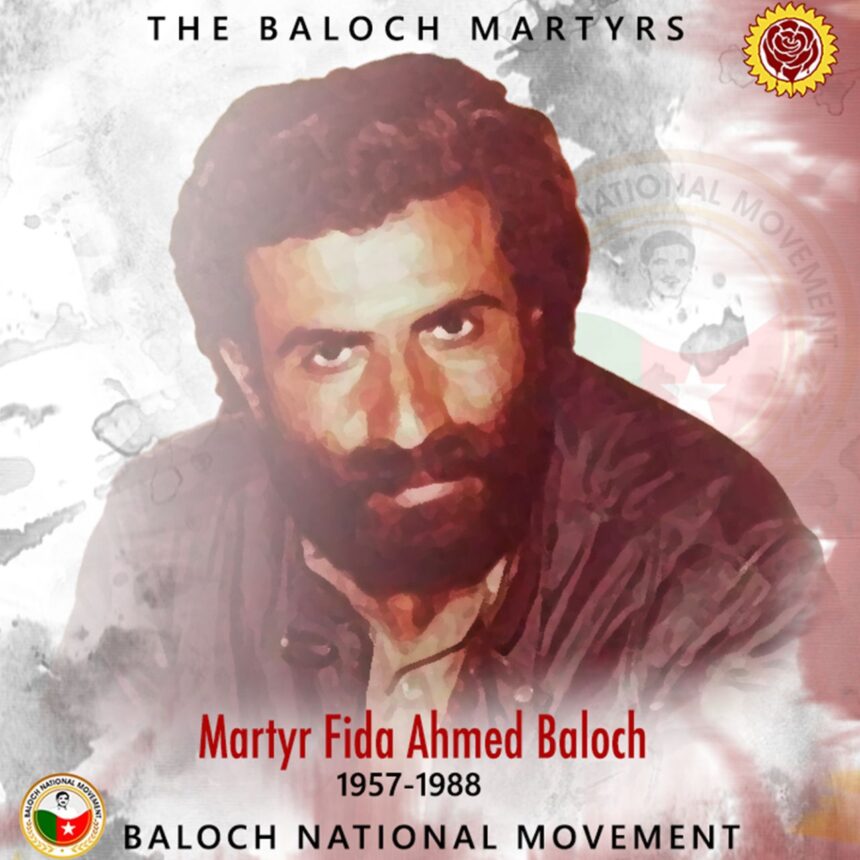 We pay tribute to #Baloch nationalist leader Martyr Fida Ahmed Baloch, and his contributions to the Baloch nation and #Balochistan always will be remembered in Baloch history. #TributeToFidaAhmedBaloch