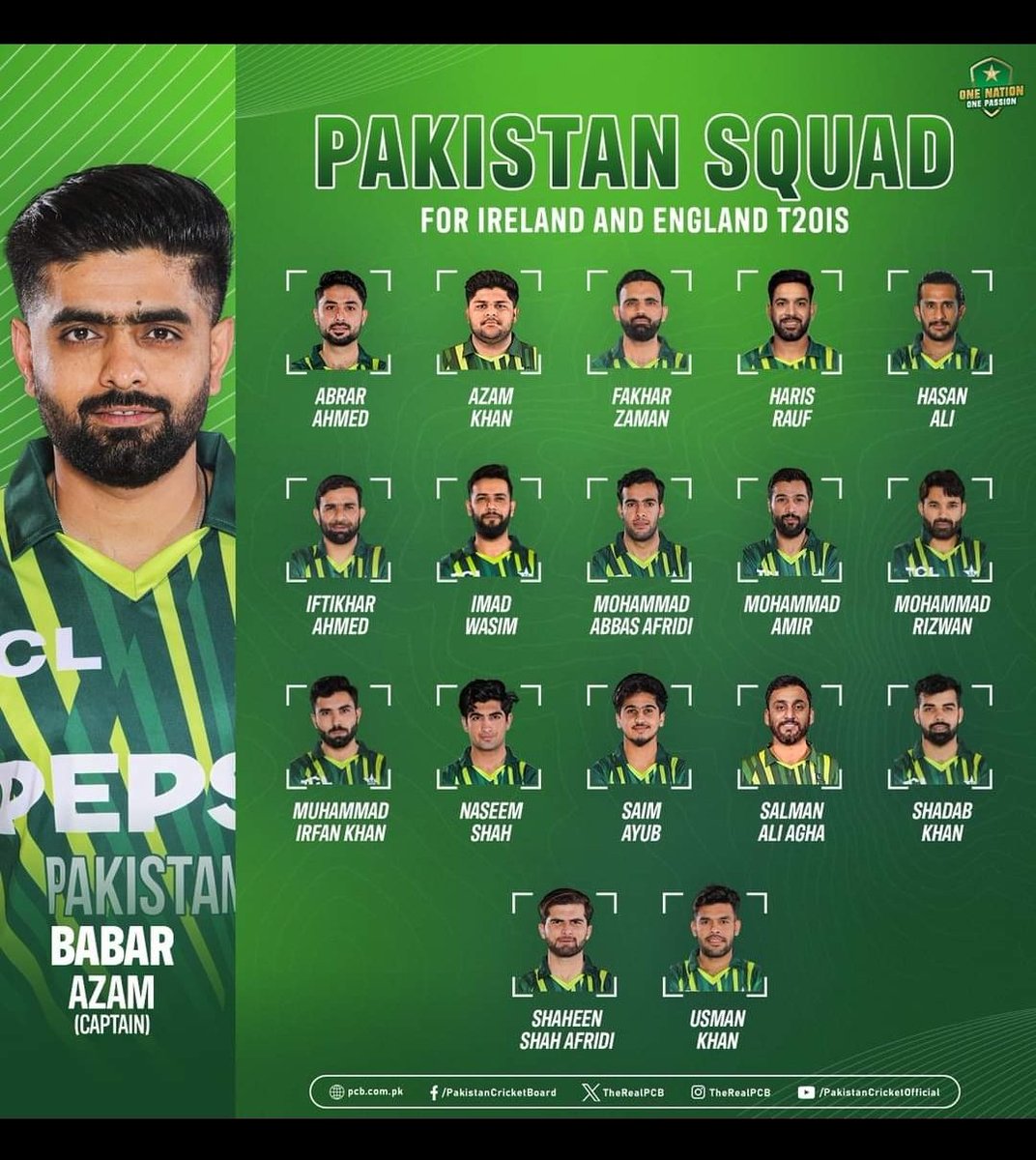 Pakistan announced their 18 member squad for T20 series against Ireland & England..
@RealHa55an is back in green shirt..
#PakistanCricket #pakvsire #PAKvsENG #PAKvENG #ENGvsPAK