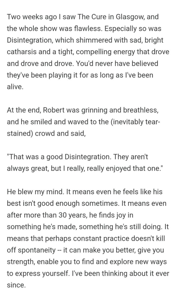 Years ago I wrote about seeing The Cure live in Glasgow. It was a transformative experience—I still think about it all the time.

Happy birthday Disintegration. 
@BBC6Music
@laurenlaverne