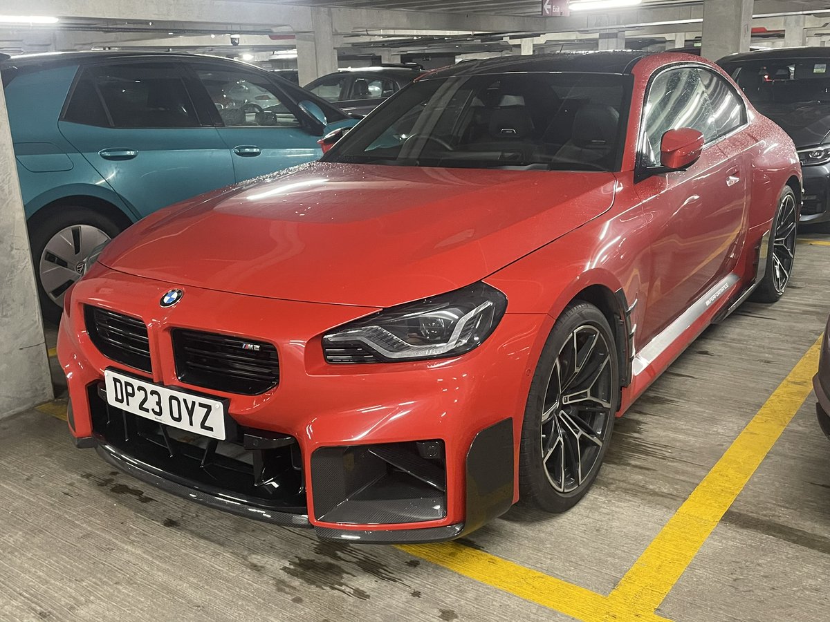 2023 @bmw @bmwuk_ @bmwmotorsport #M2 #g87 spotted recently. I think red is quite a rare colour on these G87s, tend to see a lot of darker ones, and occasionally a purple type colour, and most of the press cars were the light blue. Looked great though! #germanwhip #mcar #bmw