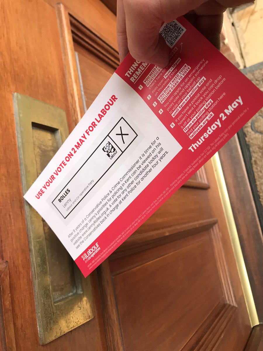 Had a last minute late evening #LabourDoorstep yesterday delivering some leaflets for the #Kent & #Medway Police & Crime Commissioner election being held today. #VoteLennyRolles4KentPCC #VoteLabour #VoteCoop