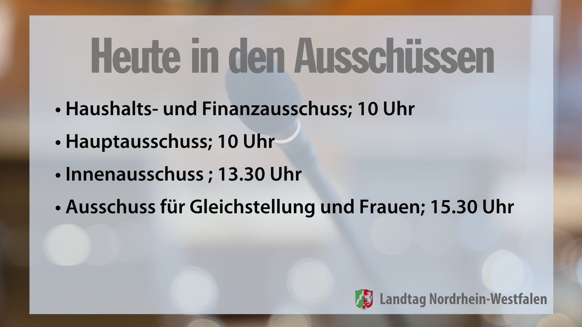 Nach dem #TagderArbeit stehen im #ltnrw viele aktuelle Themen in den Ausschüssen an: #Kriminalstatistik, #Terrorverdacht und #Gründungsklima für Frauen. Experten/Expertinnen äußern sich in einer #Anhörung zum #Glücksspiel .
📺 ➡️ landtag.nrw.de/home/aktuelles…