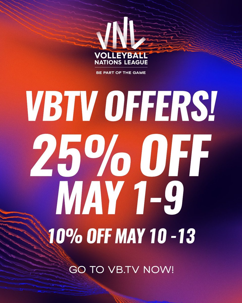 Tüm VNL 2024 maçlarını takip edebileceğimiz VBTV, VNL'e özel 'EARLY25' kodu ile %25 indirim yapıyor. İlgilenen varsa bakabilir